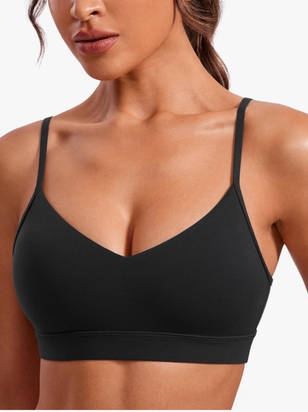 Like new CRZ YOGA Butterluxe V Neck Sports Bras Black Medium